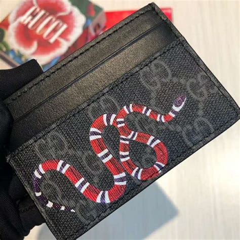 gucci card case gg supreme kingsnake print black grey|Gucci kingsnake card payment.